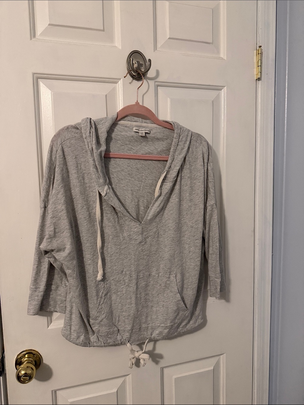 American Eagle Outfitters Lightweight Gray Hooded Crop Top